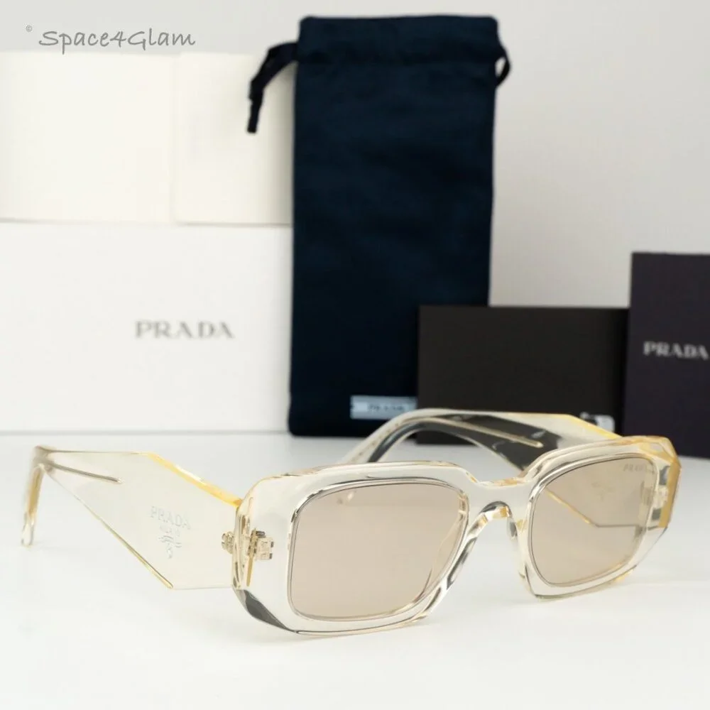BRAND NEW Prada PR17WS 19X30N Clear Champagne Platino Mirror Unisex Sunglasses